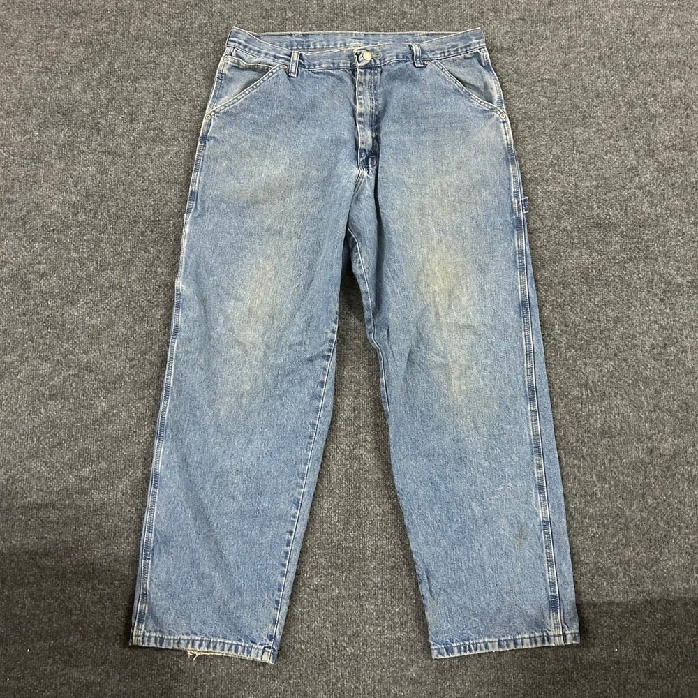 Wrangler Jeans Mens Size 36 Blue Carpenter Relaxed Fit Denim Workwear Utility